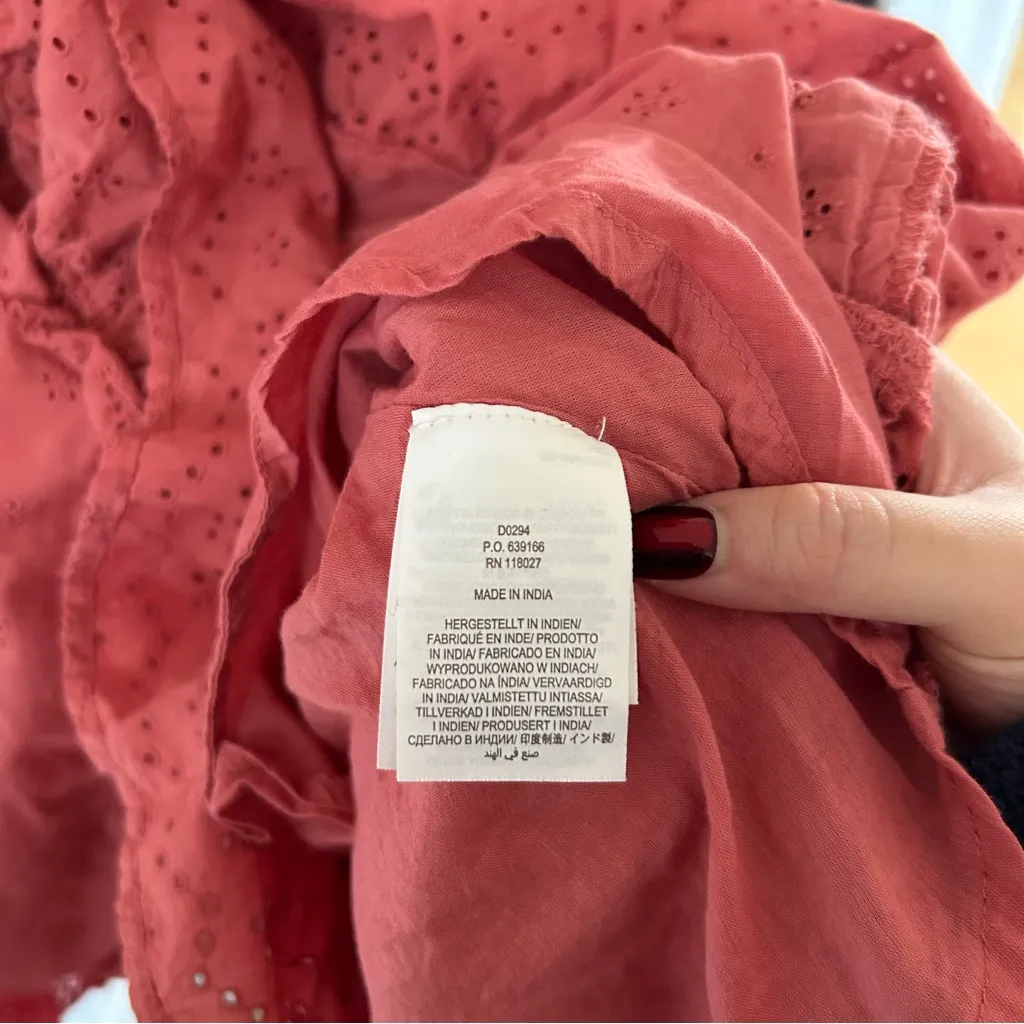 Boden Mixed Broderie Dusty Red" Eyelet Ruffle Dress Size 8L Pink - Image 8