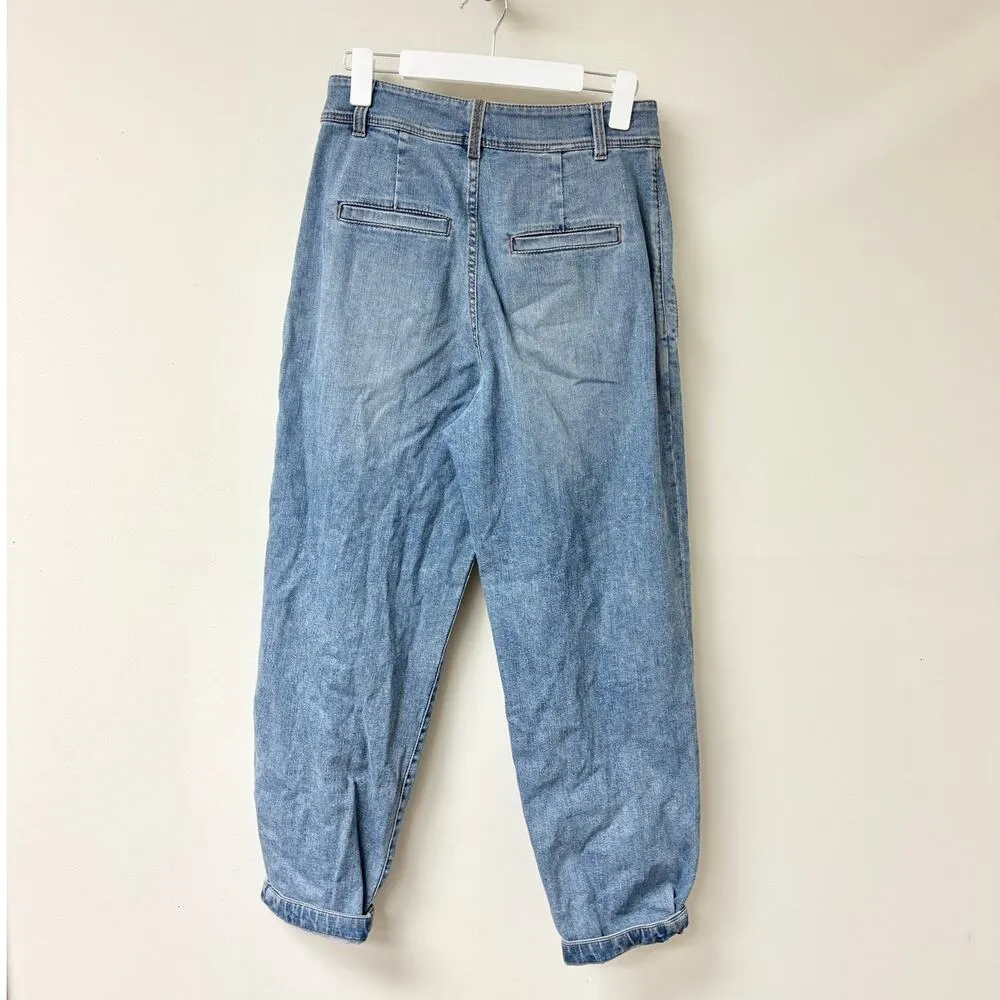 Brunello Cucinelli Blend High Waisted Denim Tapered Jeans Blue Women's Size US 2 - Image 2