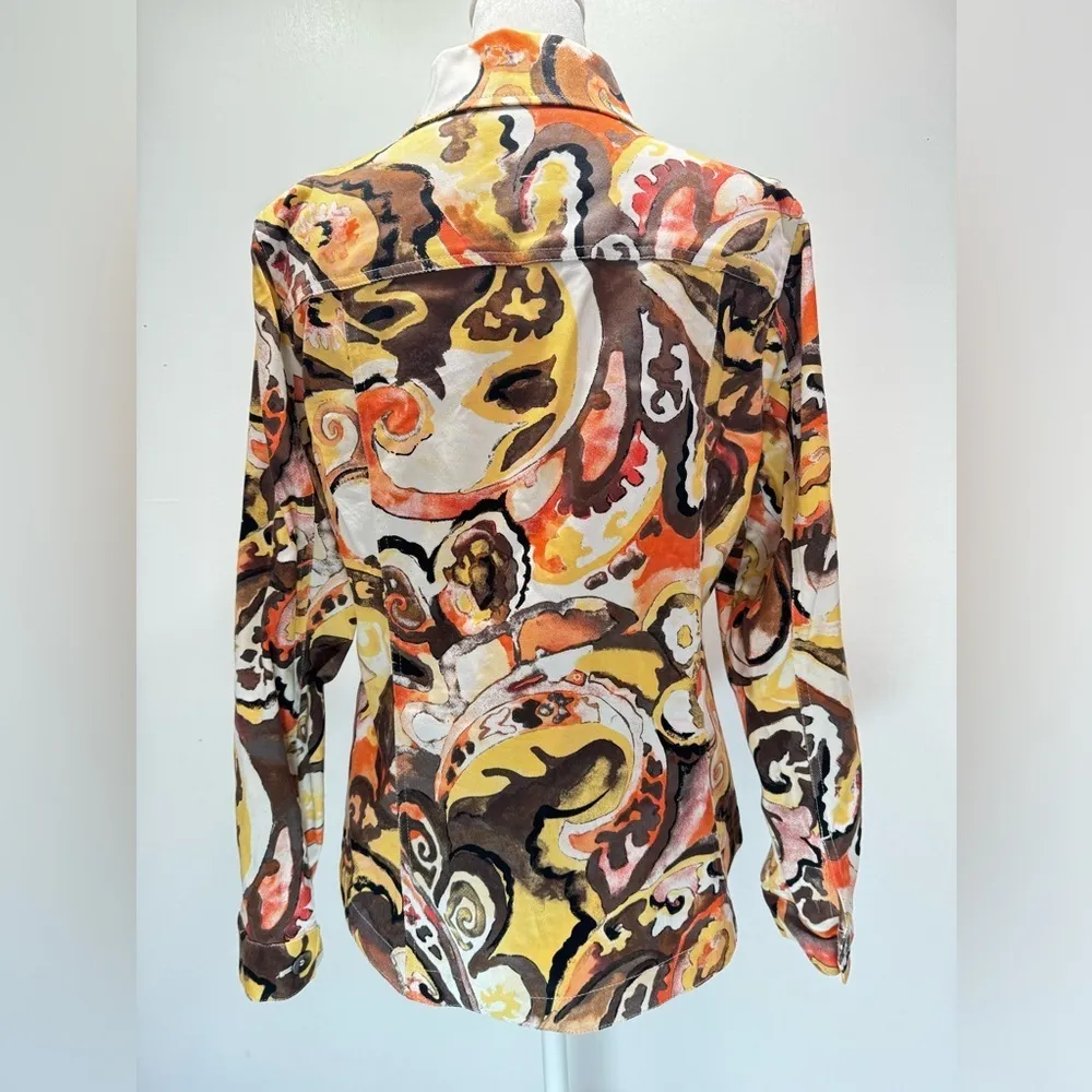 Chico’s Fall Colors Painted Paisley Print Dopamine Button Front Jacket 1/M - Image 5