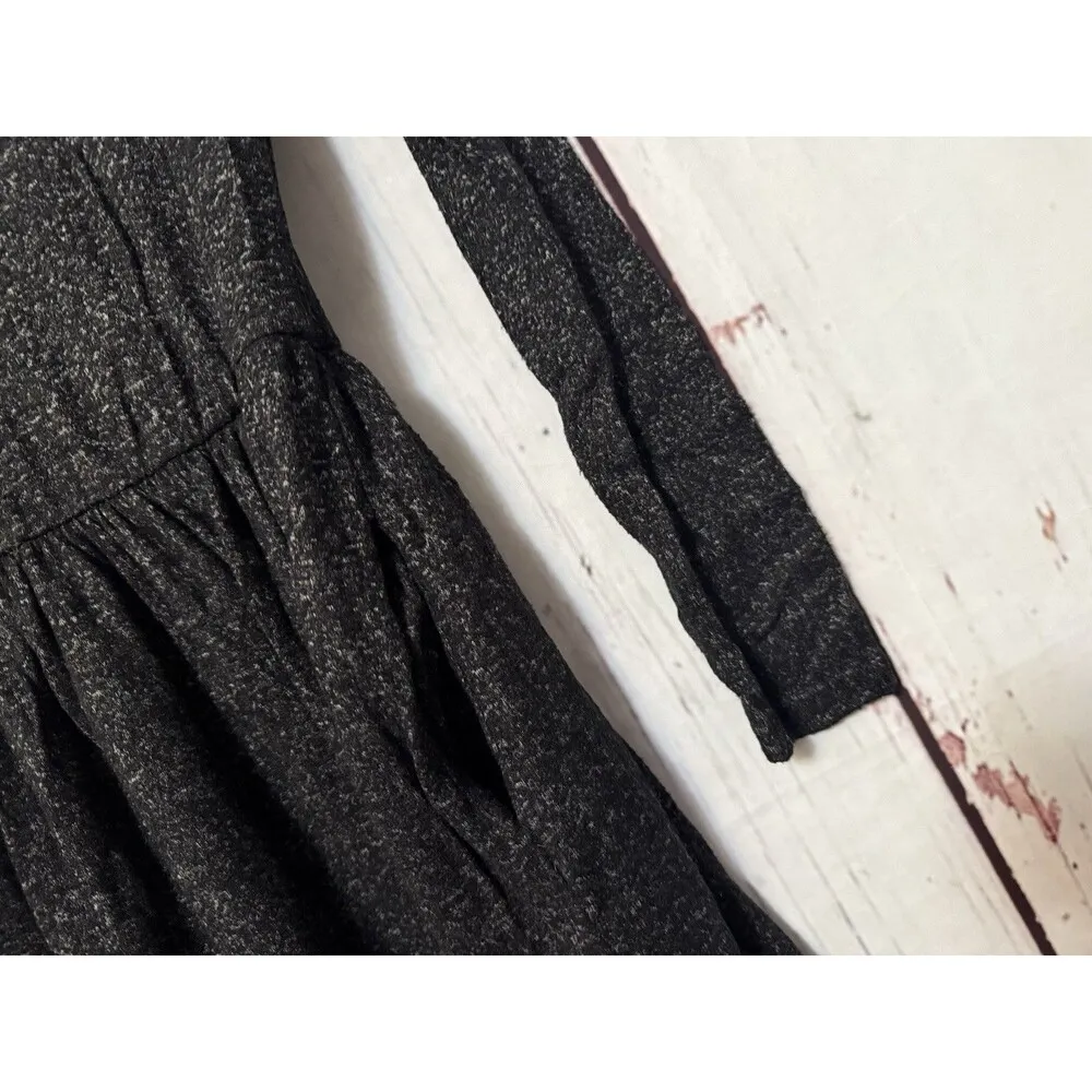 ModCloth Fit & Flare Dress Knit Long Sleeve Mock Neck Black Size Medium USA - Image 2