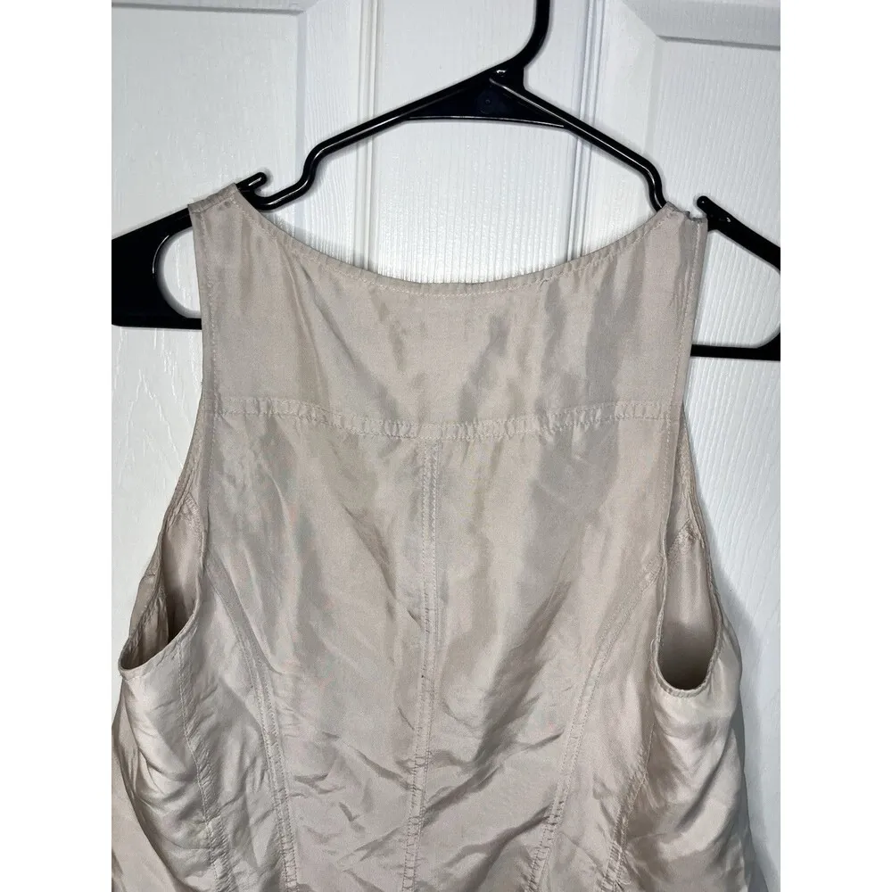 J. Crew Satin Silver Silk Ruffled Tank Top Size 4 Flouncy Y2K Boho Business - Image 10