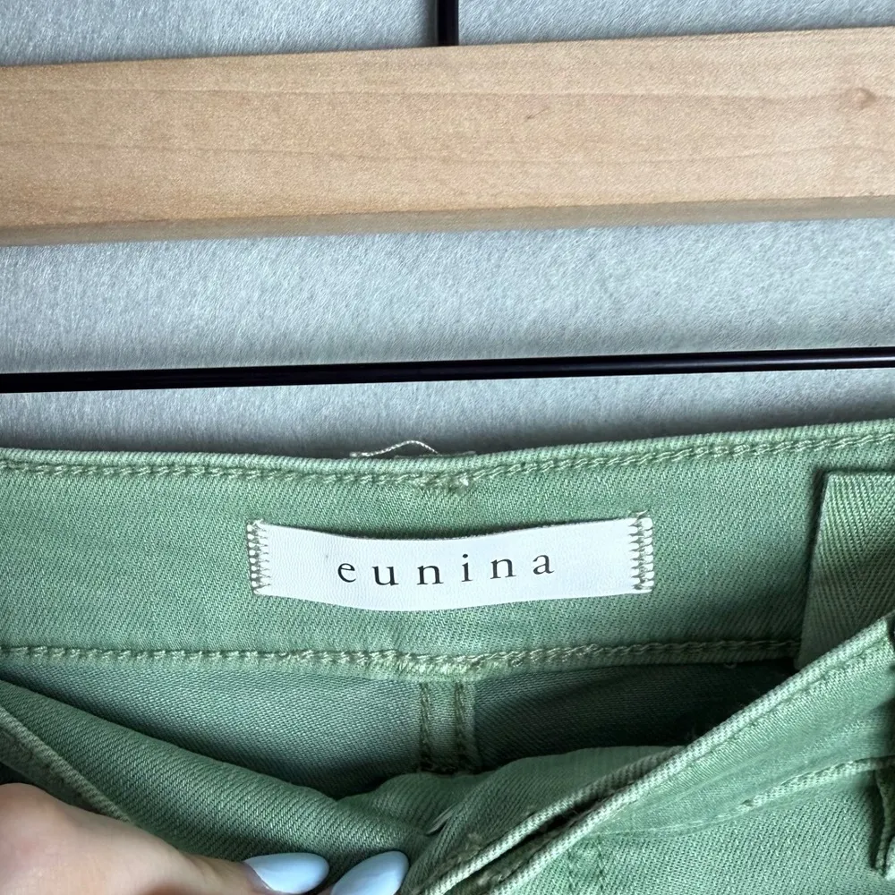 Eunina Women’s Dawn Super High Rise Wide Leg Crop in Green Olive size 27 - Image 6