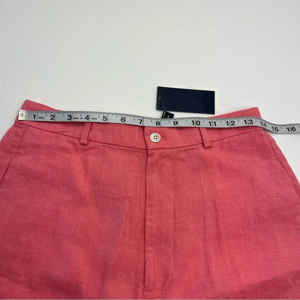 Polo Ralph Lauren Coral Pink 100% Linen Bermuda Shorts Women Size 16 Coastal NEW - Image 6