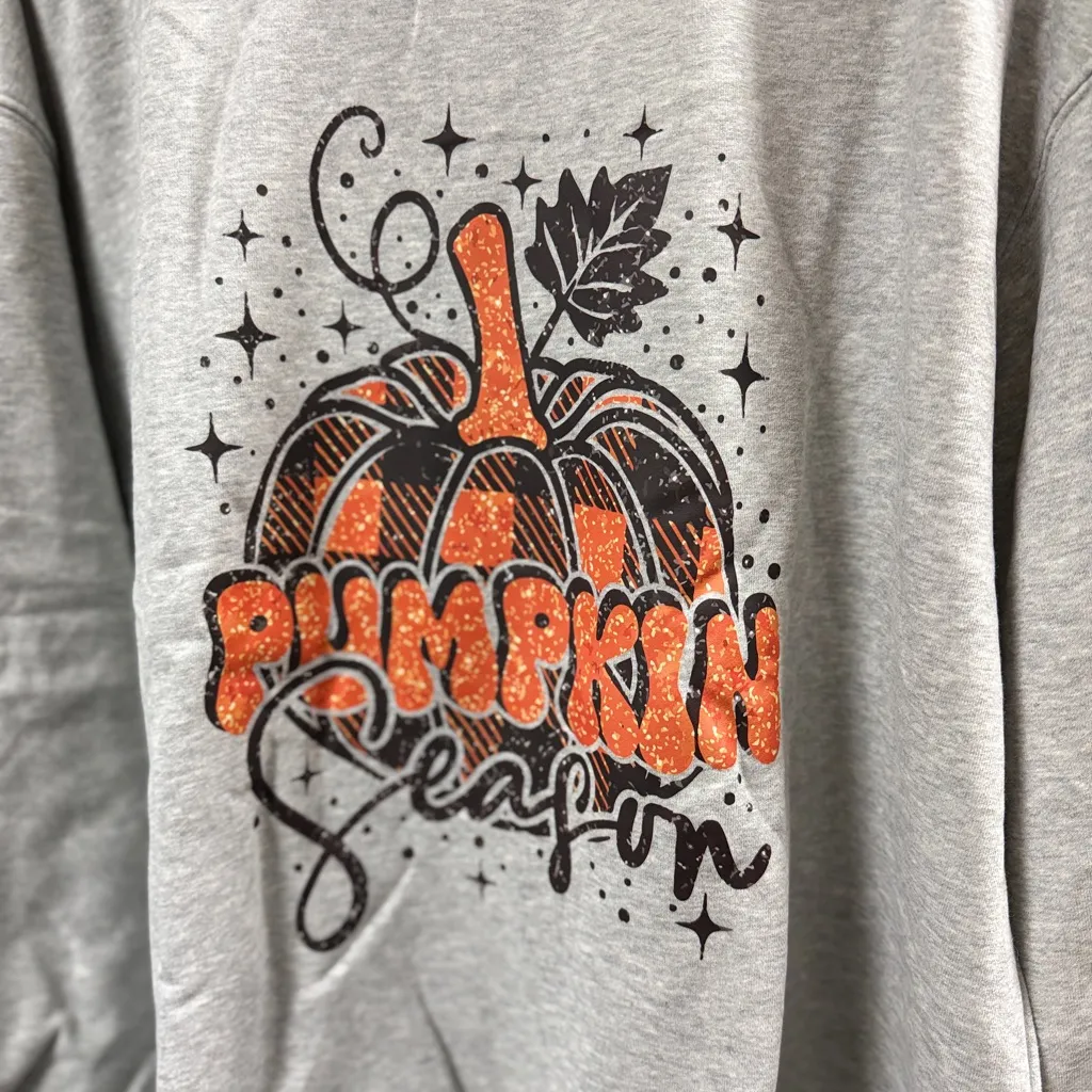 Women’s Pumpkin Season Graphic Gray Sweater XL - Image 2