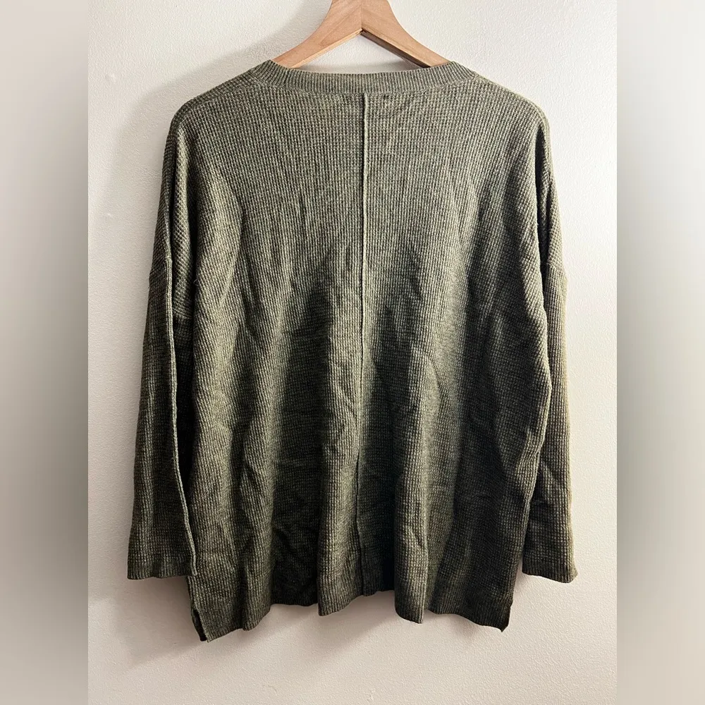 Madewell Just Right Pullover Sweater green Merino Wool Alpaca crew neck Waffle S - Image 4