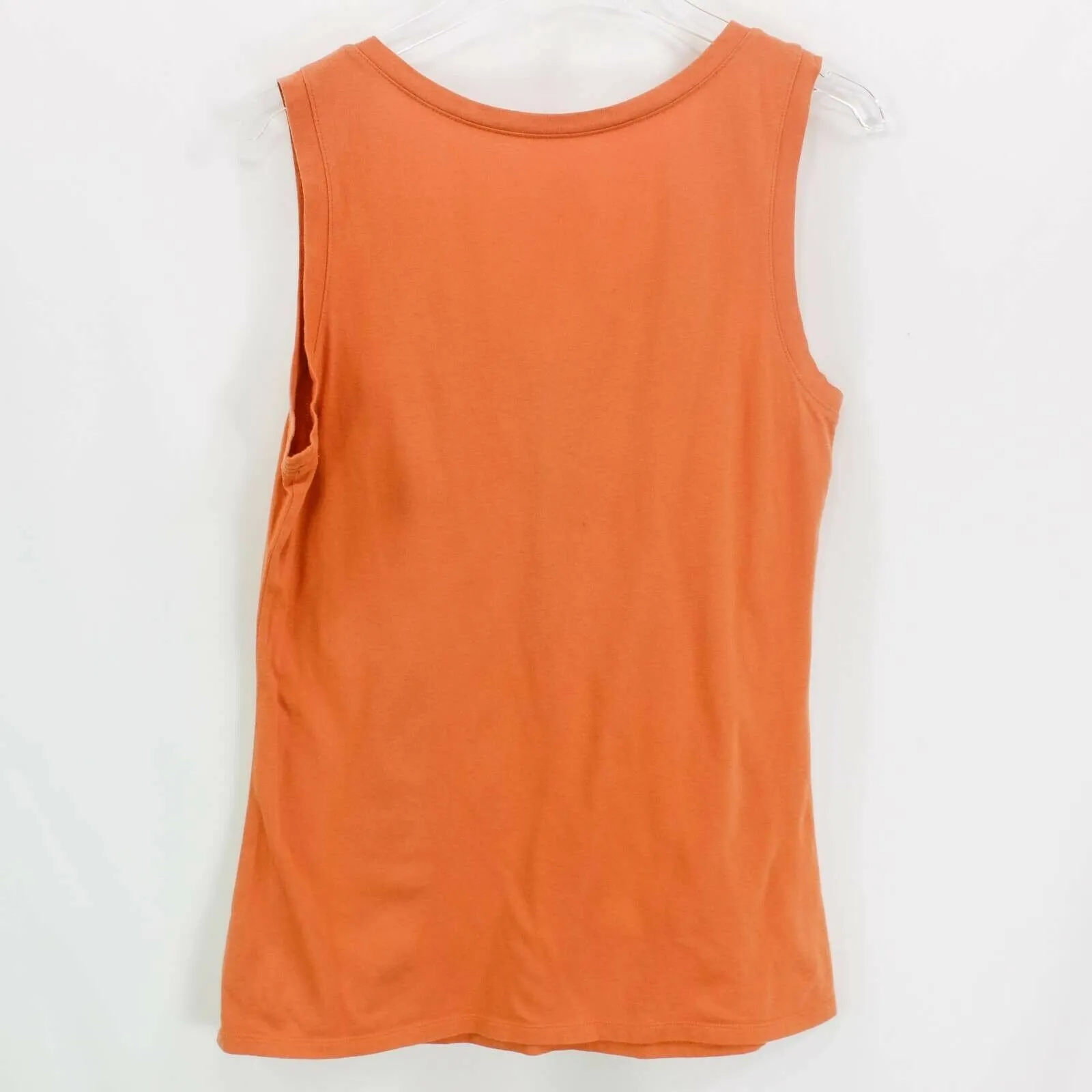 Eddie Bauer Womens Tank Top Orange Scoop Neck Button Ruffles Front 100% Cotton - Image 5