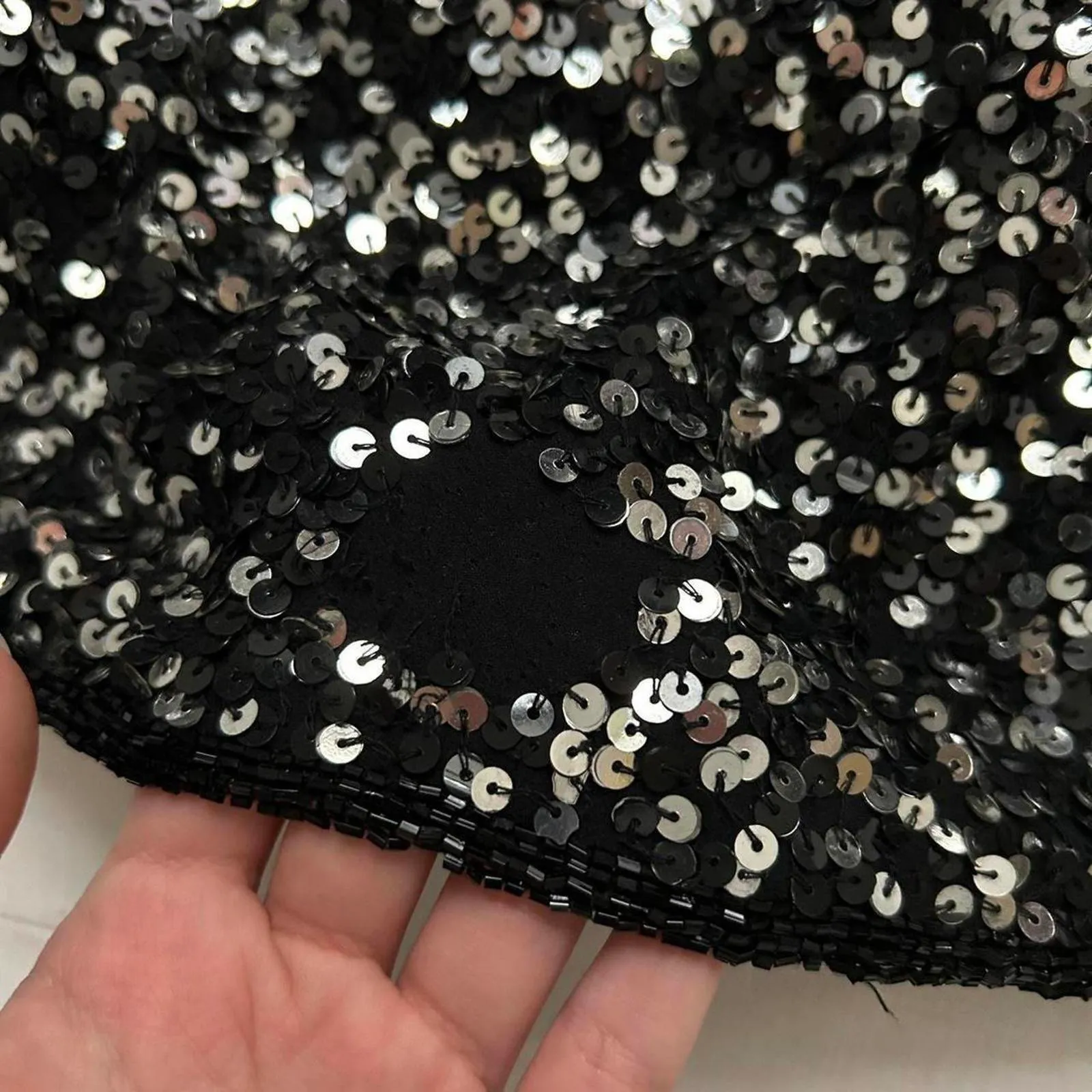 Alfani silk Black sequin tank top with spaghetti straps Size 10 - Image 4