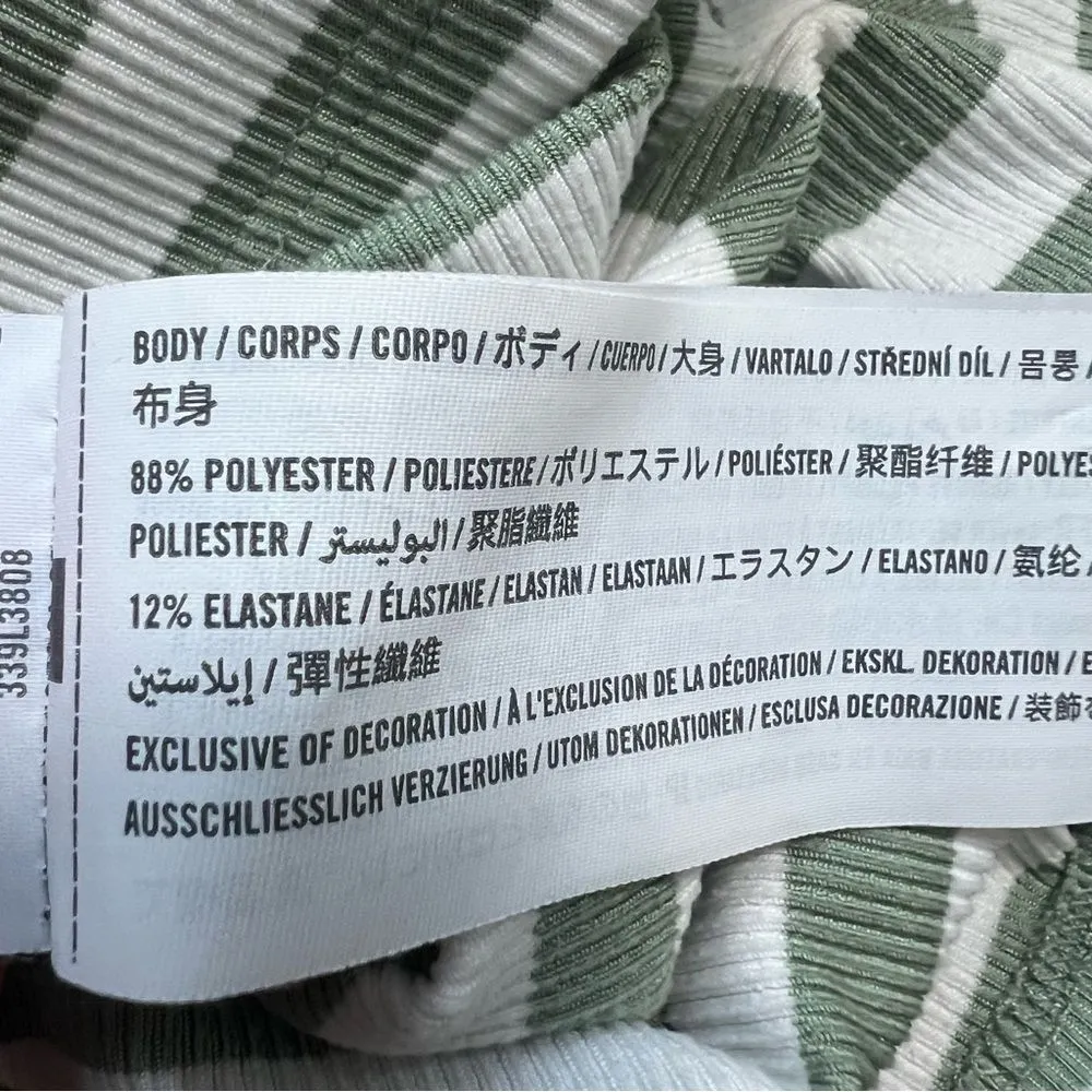 Hollister Ribbed Seamless Fabric Scoop Baby Tee Size Small Green White Stripes - Image 8