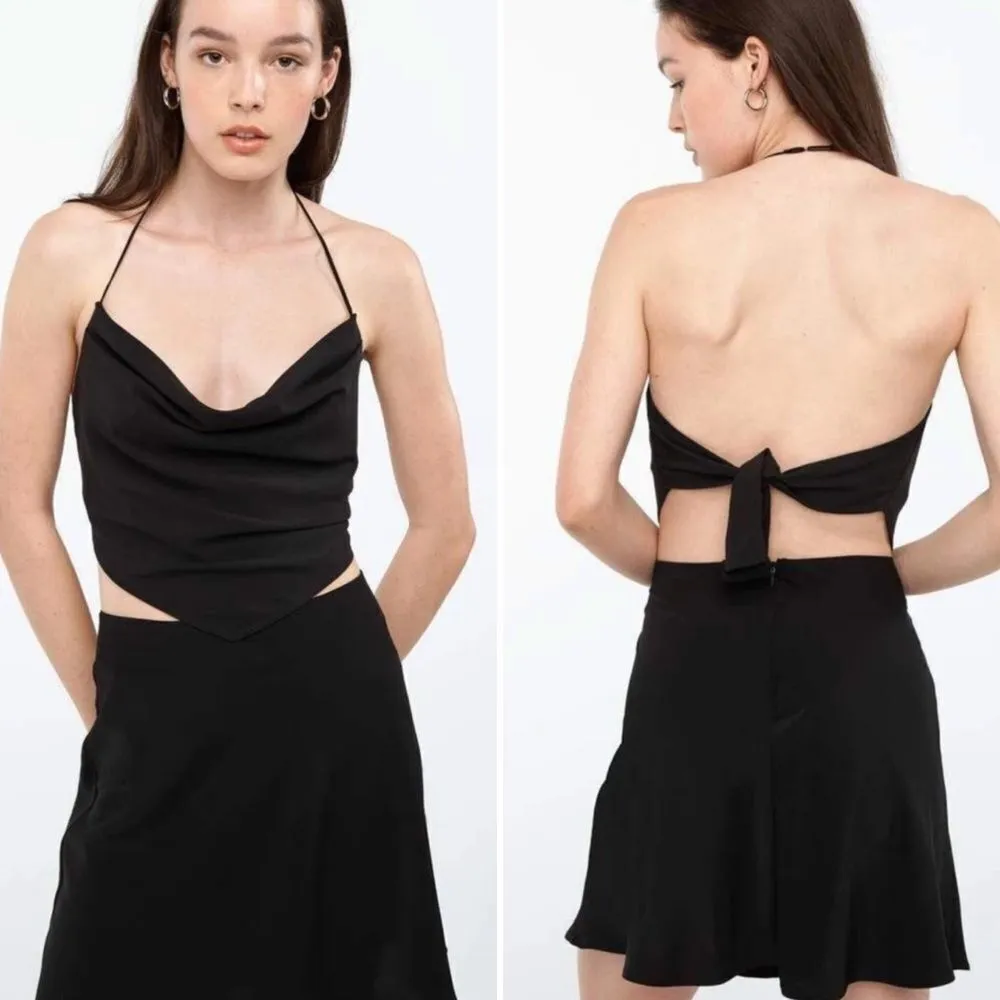 NWT Capulet Jayden Halter Neck Cami Open Back Handkerchief Black S - Image 2