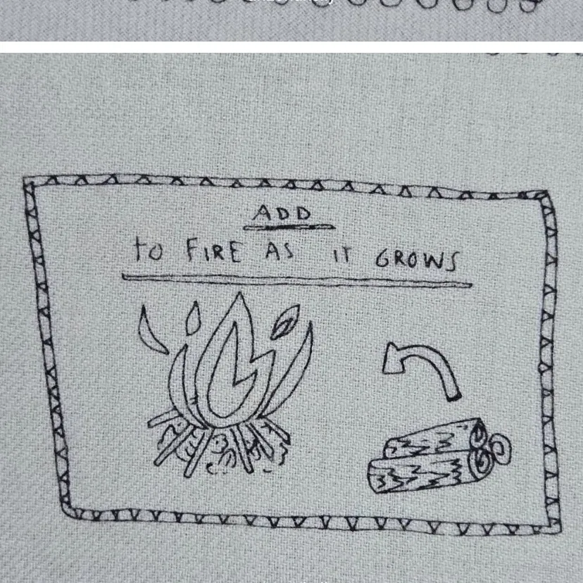 Madewell WOOL "How To Start a Campfire" Scarf hand drawn - Image 6