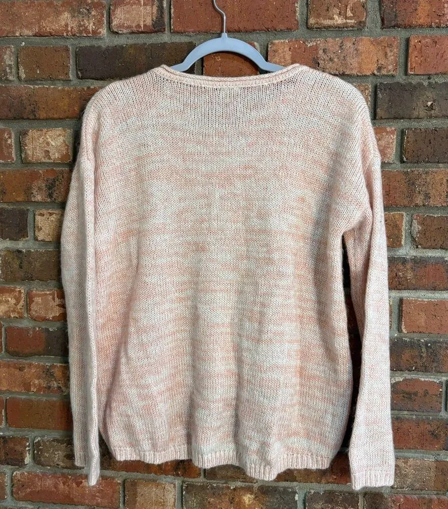 Calvin Klein Jeans womens eyelash logo heart crewneck sweater pink large - Image 4