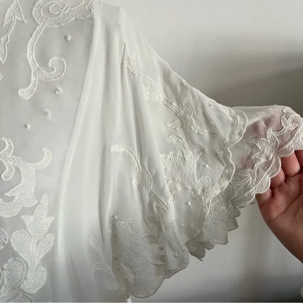 Generation Love • White Ivory Embellished Drapey Sleeve Blouse - Image 3