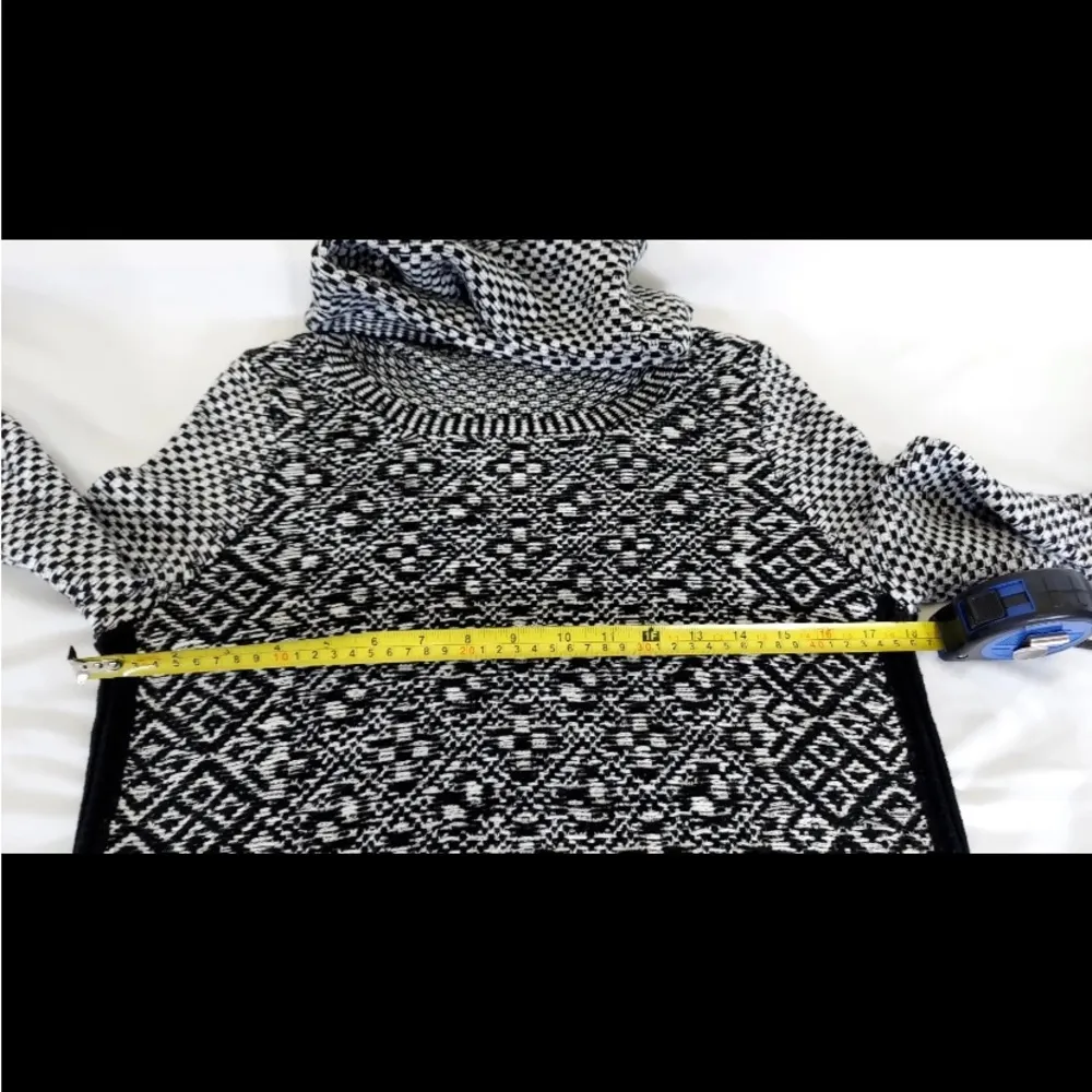 Lucky Brand Black/White Cotton Sweater Side Zippers Long Sleeve Sz XS XC - Image 10