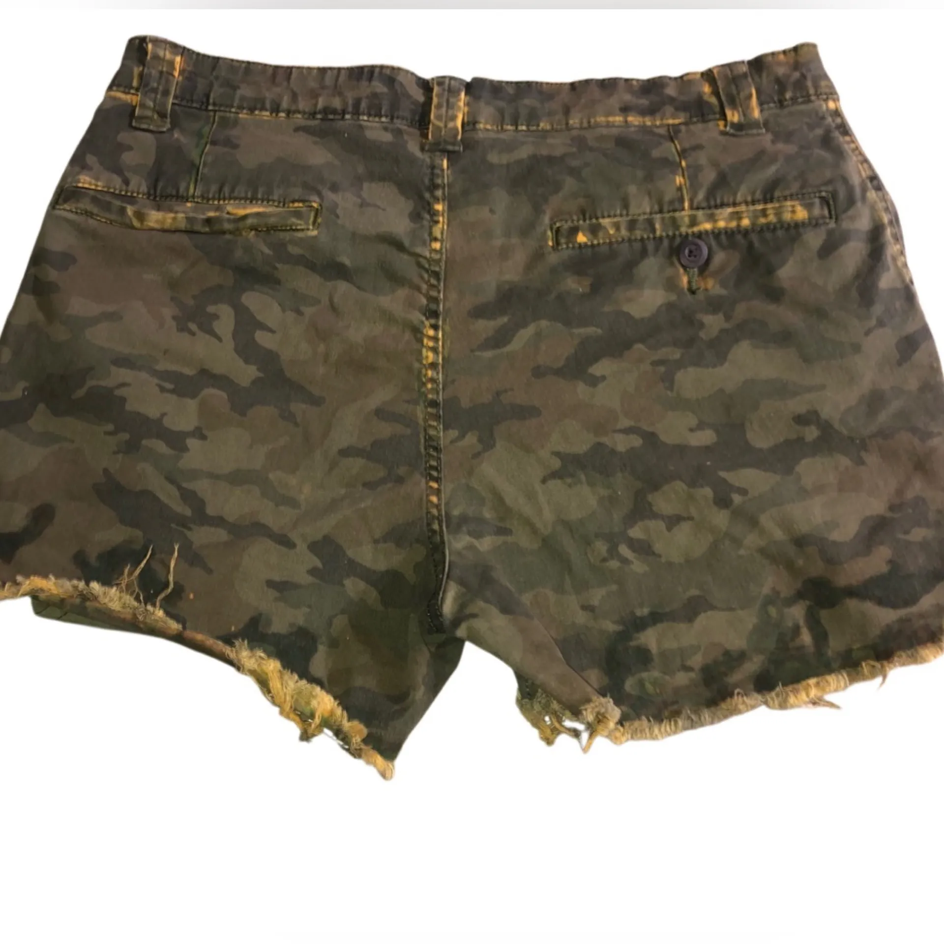 Festival Distressed Camouflage bleach tip Shorts Green Size 30 - Image 2