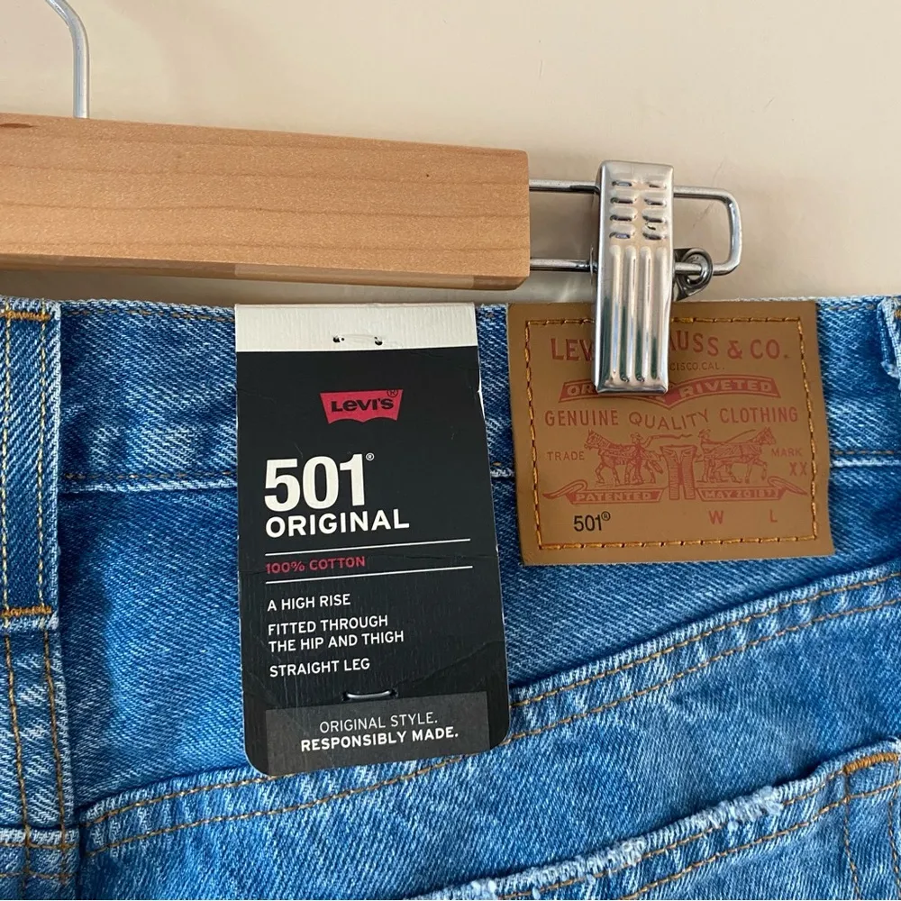 Levi’s 501 Original High Rise Straight Leg Distressed Jeans - Image 8