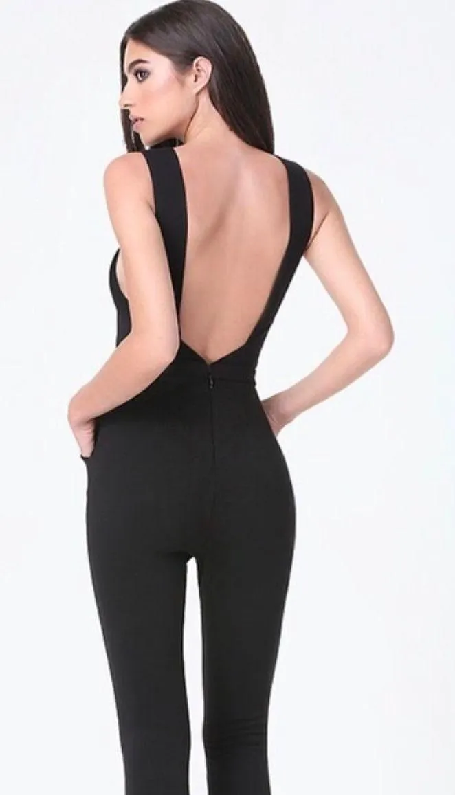 Plunge Lace Up Jumpsuit - Image 2