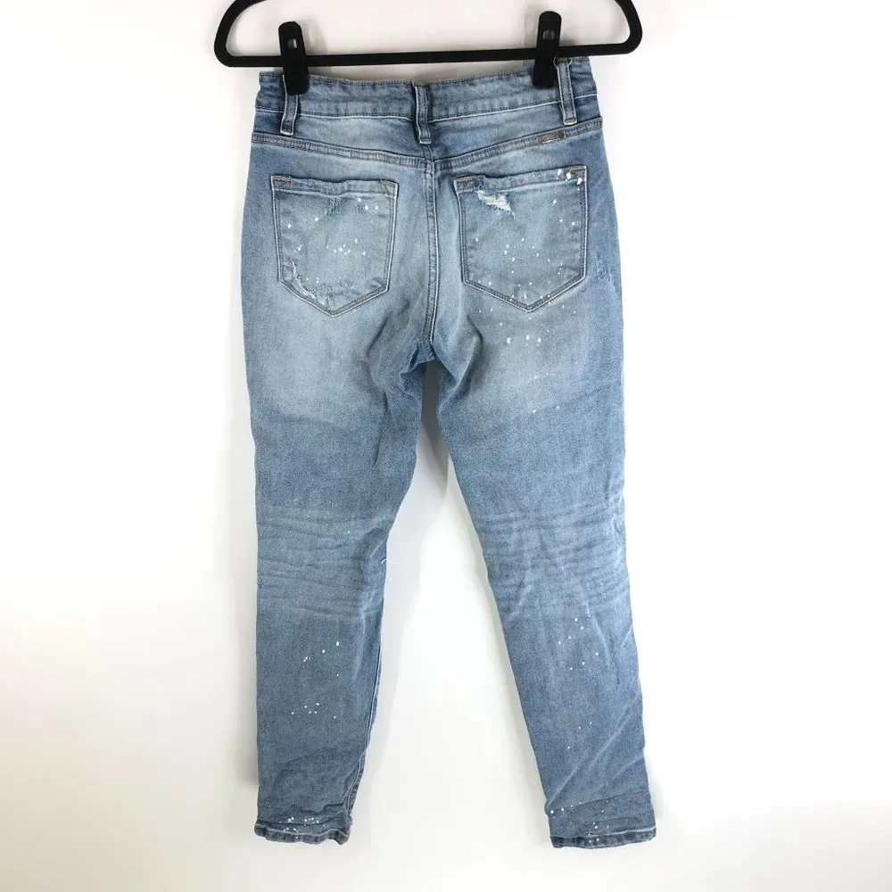 Kancan Women's Shelly High Rise Boyfriend Jeans Distressed Light Wash 25 KC8368L Blue - Image 2