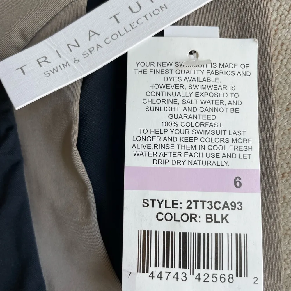 NWT Trina Turk black taupe colorblock gold mosaic square hardware sides size 6 - Image 7