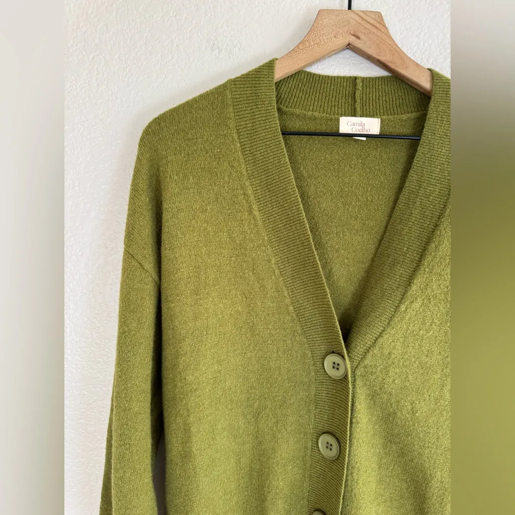 Camila Coelho Revolve Trista Oversized Cardigan Size Small Olive Green NEW $178 - Image 8