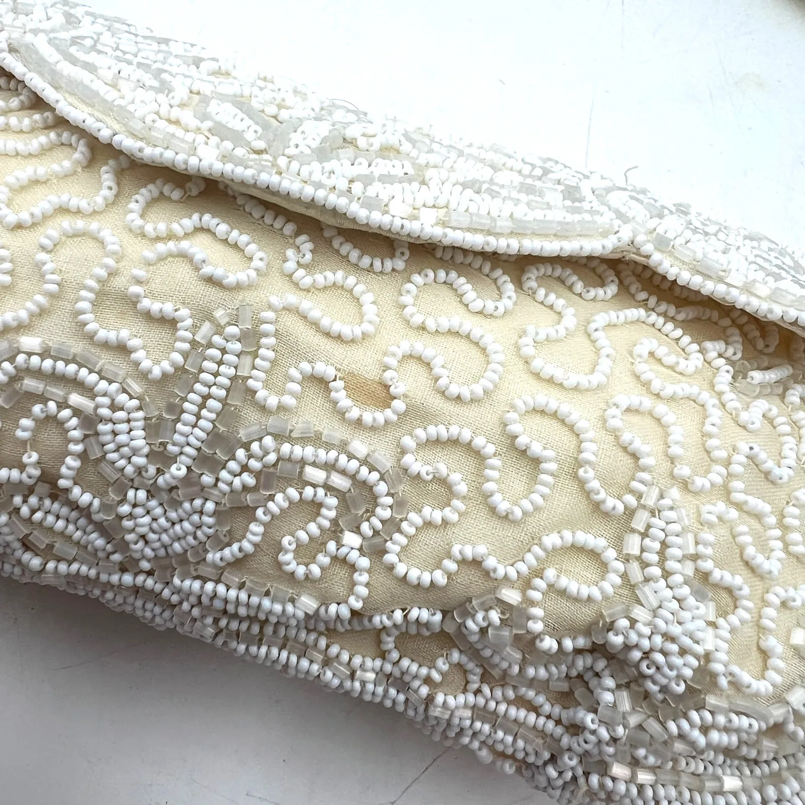 Vintage White Beaded Clutch Bag by Cecile - Image 6