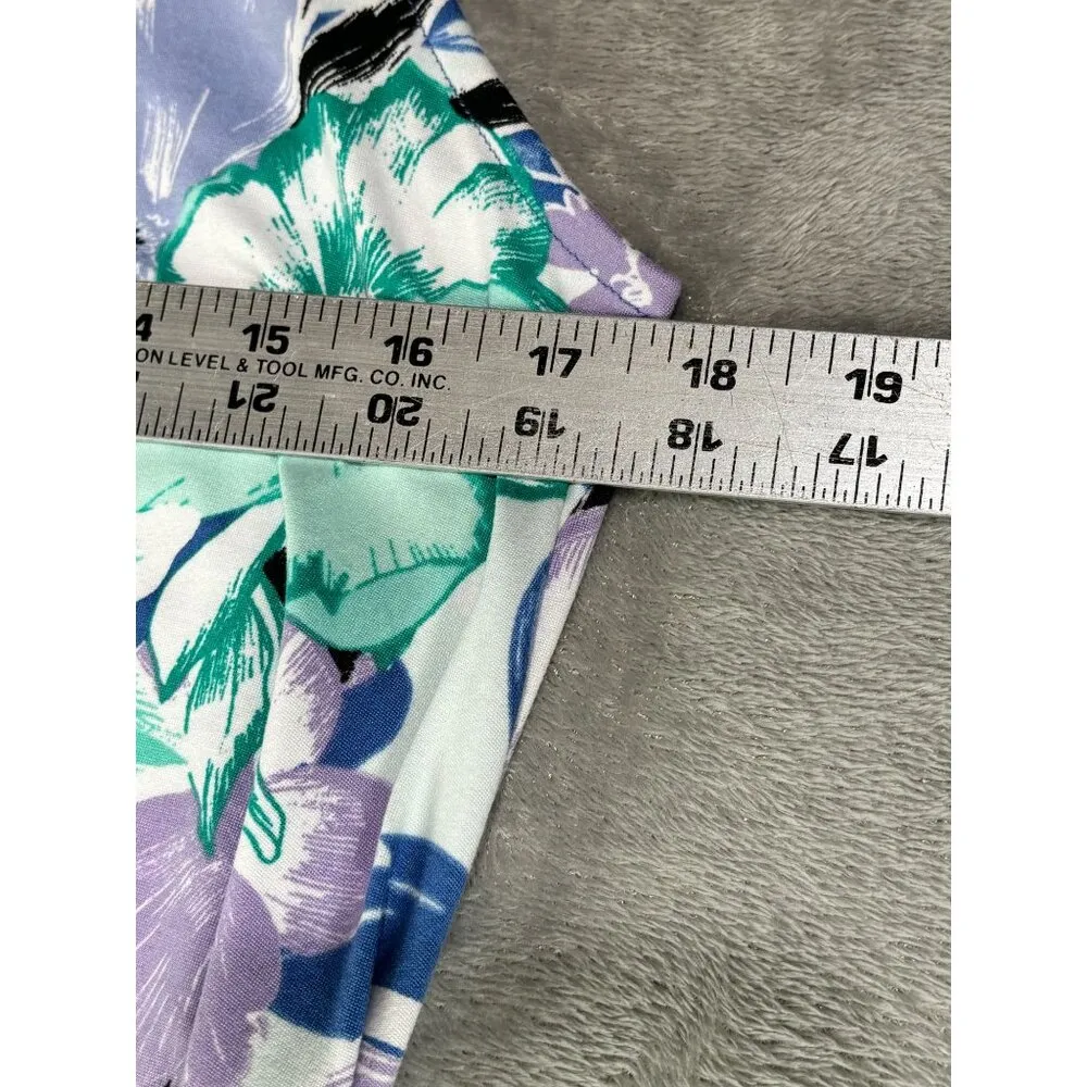 Cuddl Duds Maxi Dress Flexwear Scoop-Neck Belt Blue Spring Floral Medium - Image 9