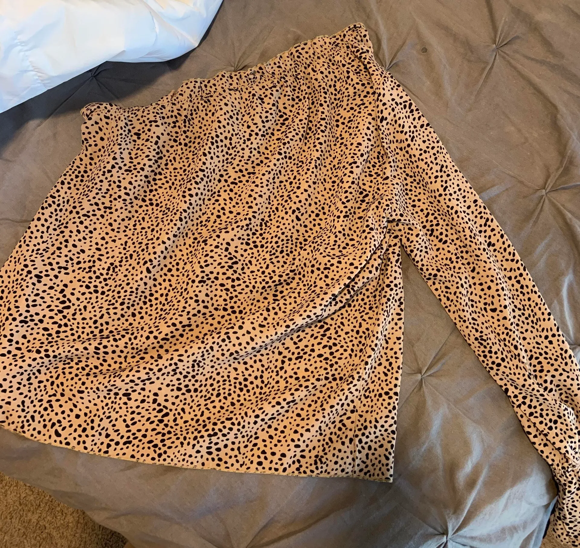 One Shoulder Spotted Top Tan Size M - Image 4