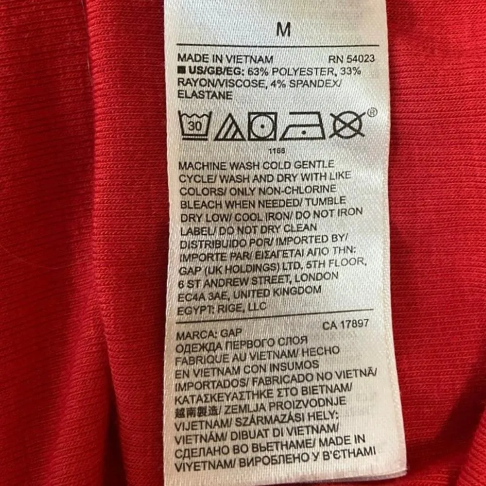 Gap Red V Neck Button Front Stretch Pullover Long Sleeve Henley T-Shirt Top M - Image 4