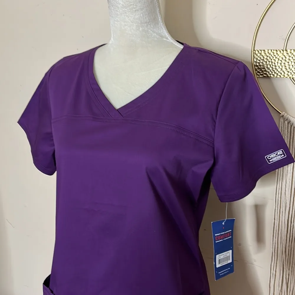 nwt // cherokee workwear modern classic scrub top - Image 93