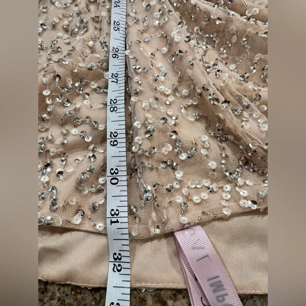 Mac Duggal Short Wedding Guest Dress 10790 , NWT Size 8 Sequin Nude color - Image 10