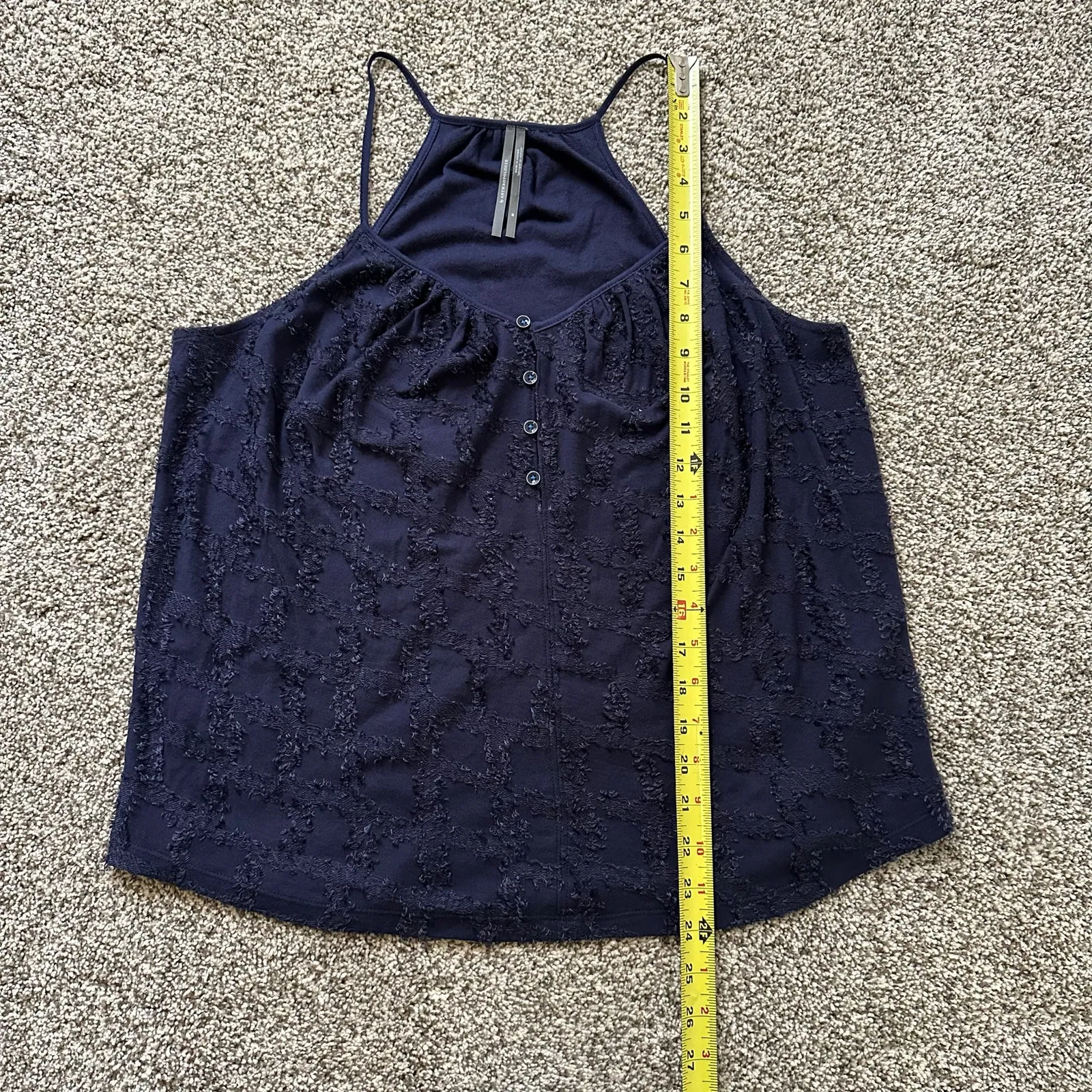 Anthropologie navy blue textured sleeveless tank top size M - Image 9