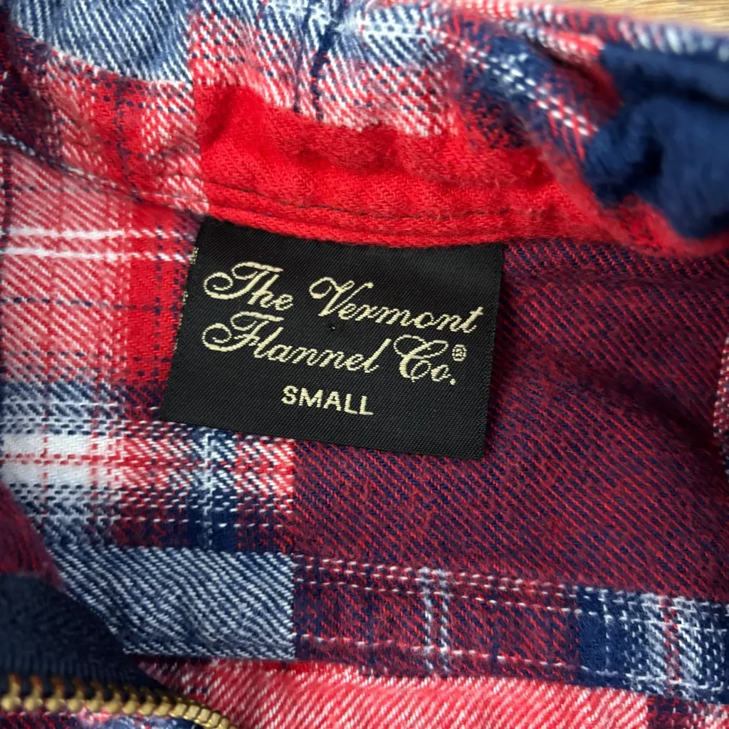 Vermont Flannel Co Jacket Patchwork Plaid Shacket Zip Front USA Red - Image 3