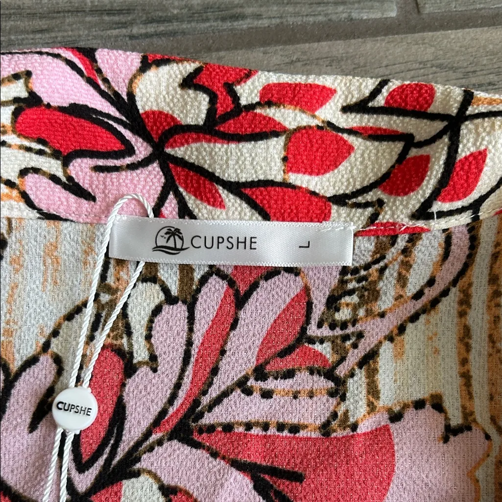 Cupshe Floral Button Down Shirt - Pink, Blue, Cream - Image 2