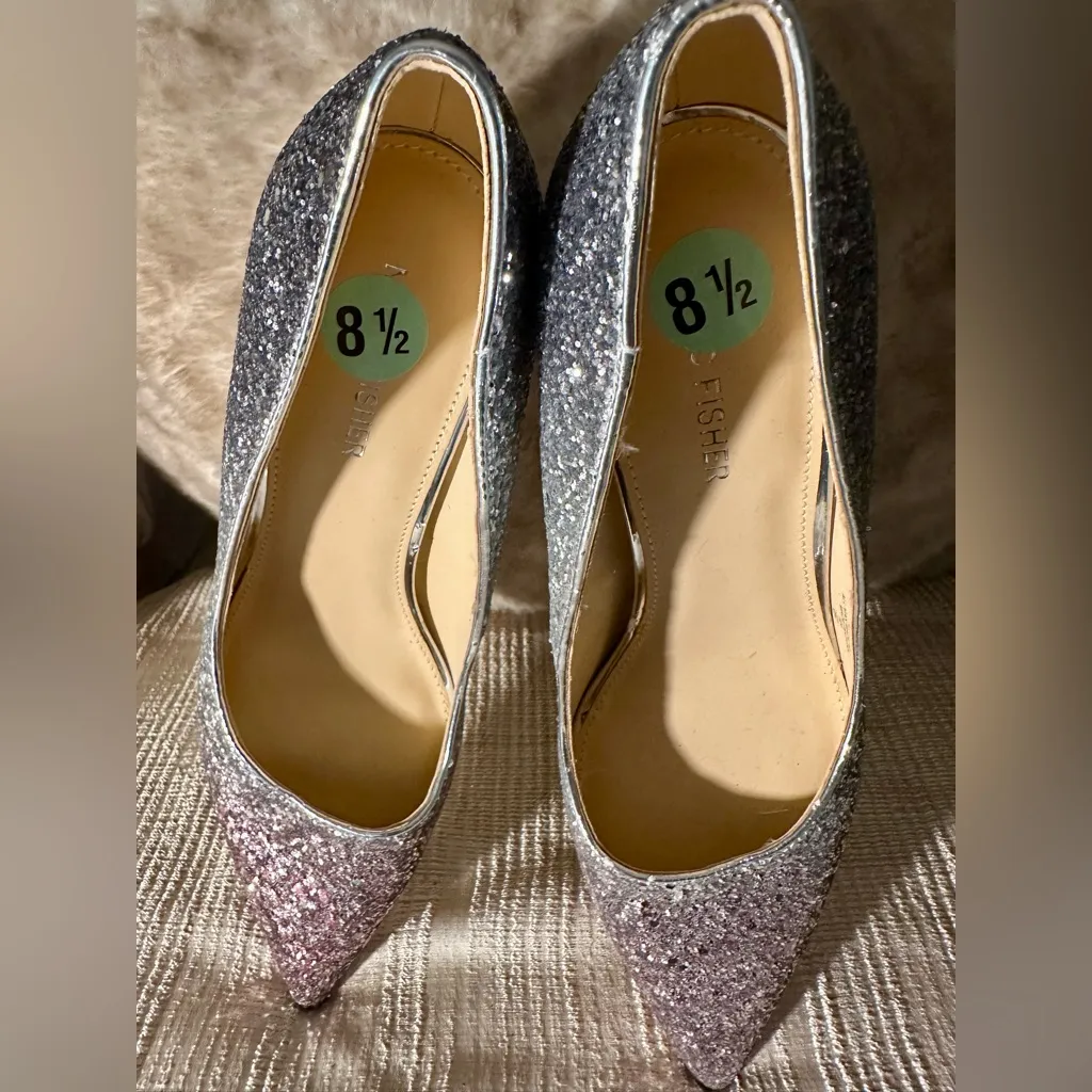 Marc Fisher women's silver/pink Ombre Glitter Darreny Pointed-Toe pumps - Image 11