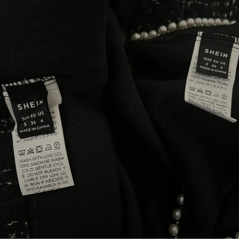 SHEIN Privé Plaid Pattern Suit Cropped Jacket Mini Skirt Pearl Edged Size Small - Image 6