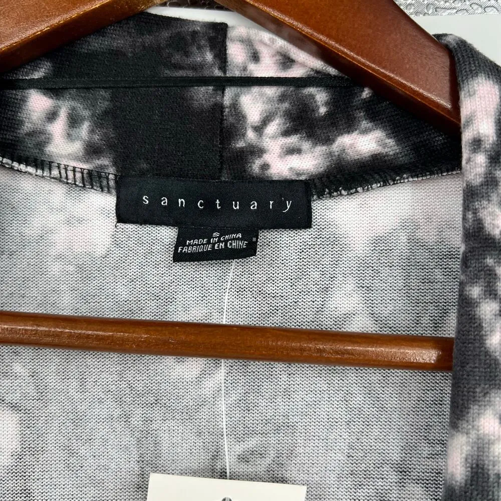 NEW Sanctuary Open Front Cardigan Tie Dye camp patch Pockets Stretch size small - Image 4