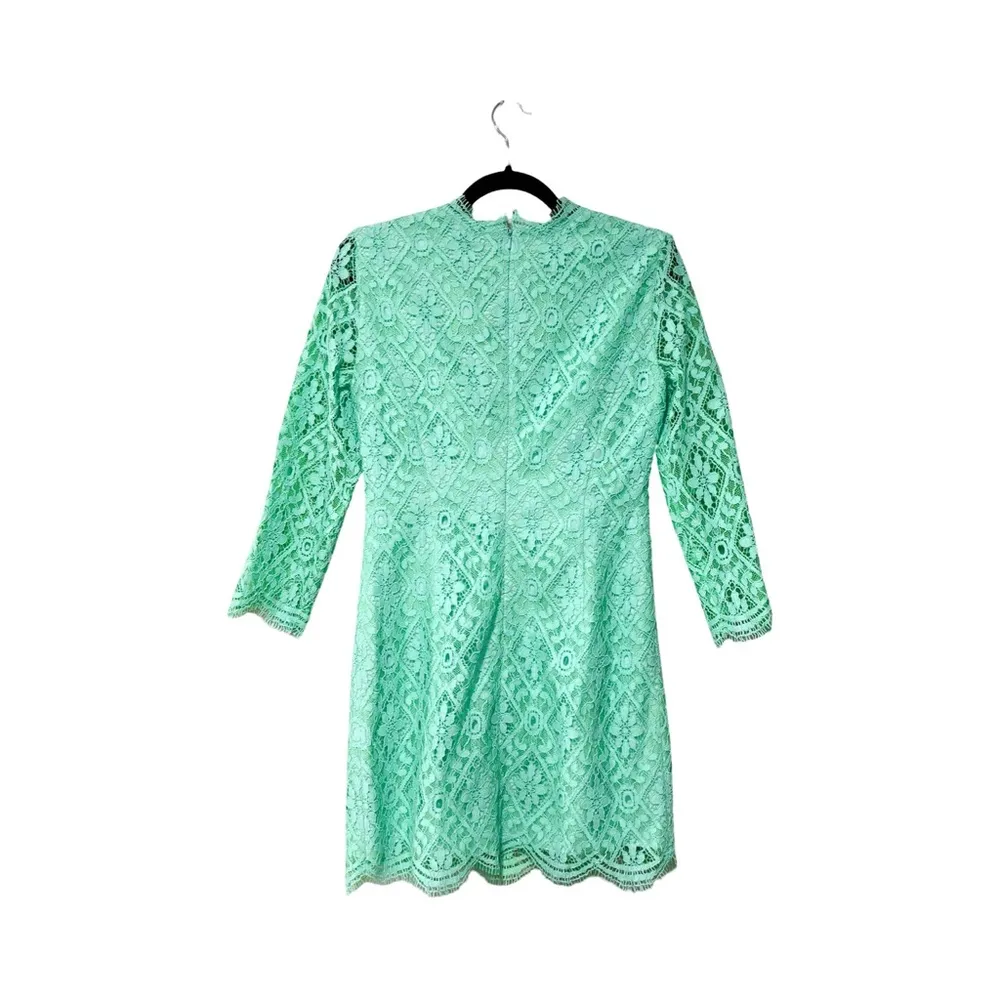 NWT LILLY PULITZER Meryl V-Neck Lace Long Sleeve Green Mini Dress Sz 4 - Image 3