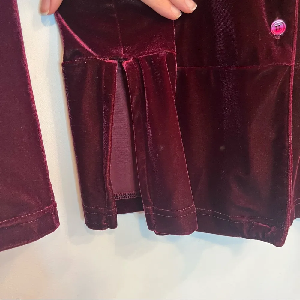 Harlow Velour Pink Blush Red Long Sleeve Blouse Top Peplum Button Down Valentine Size L - Image 6