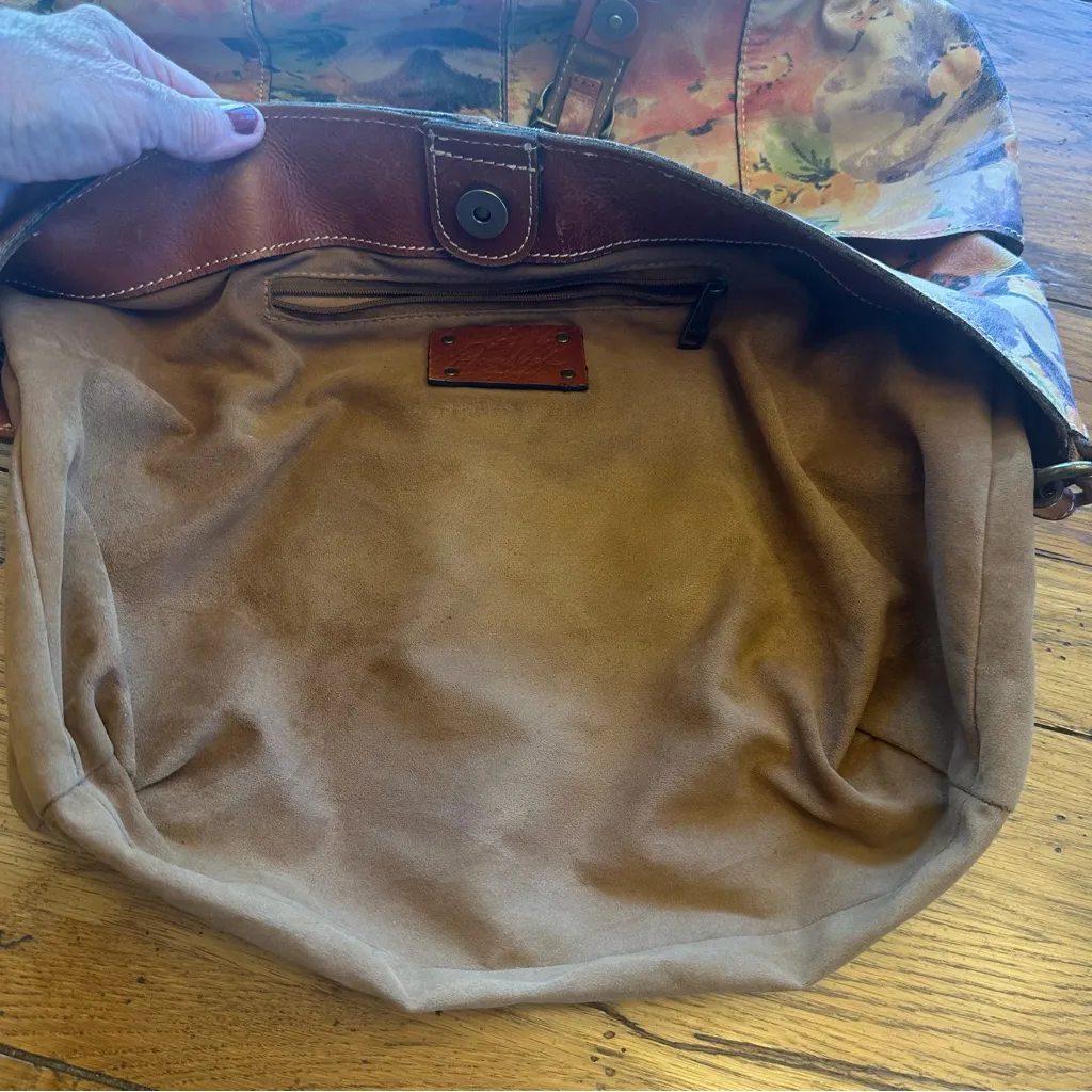 Patricia Nash Large Floral Italian Leather Hobo Shoulder Bag - Image 10