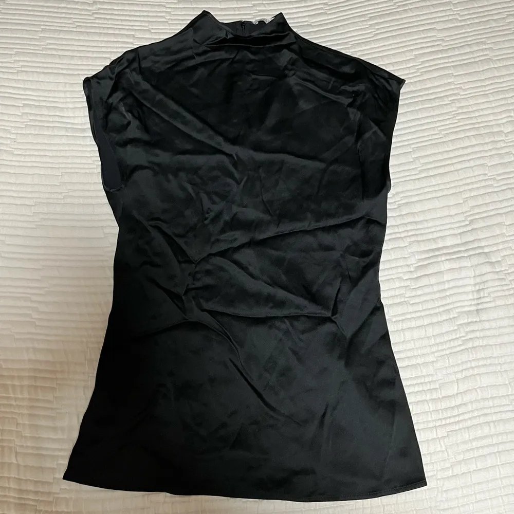 Women's Black Fitted Waist Stand Collar Top Size 42 - Image 3