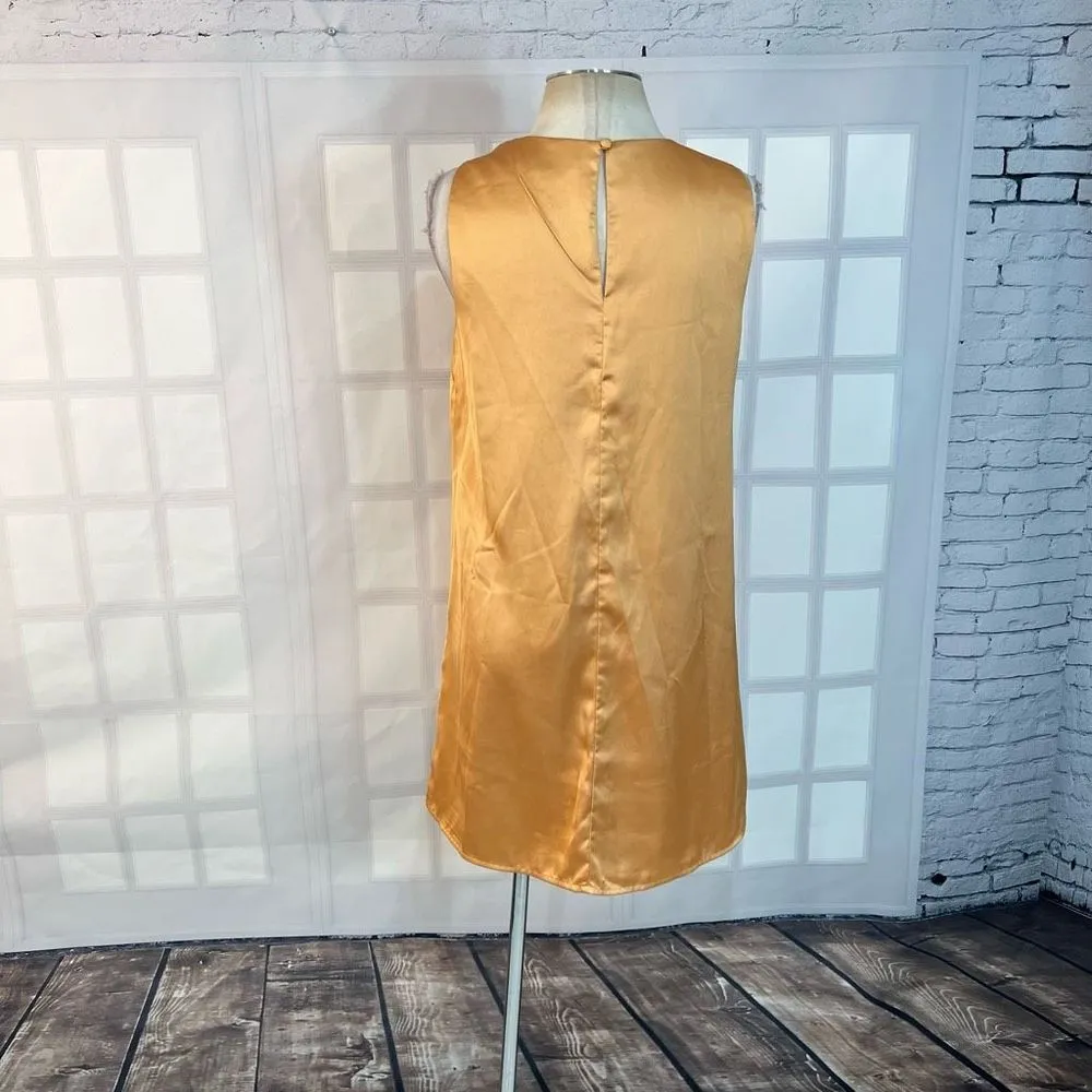 Lulu’s Chic Peak Light Orange gold Satin Sleeveless Shift Dress size small - Image 8