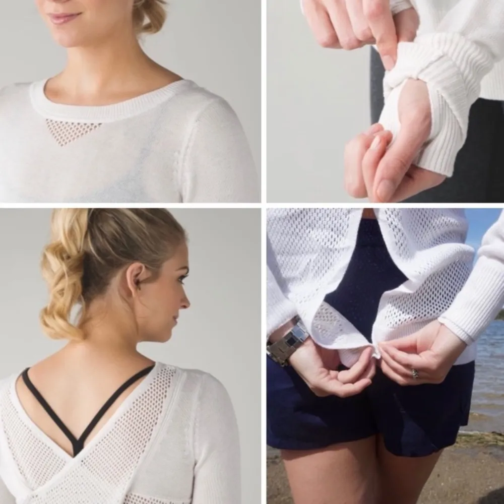 Lululemon Sunset Savasana Pullover II Heathered White size 4 - Image 3