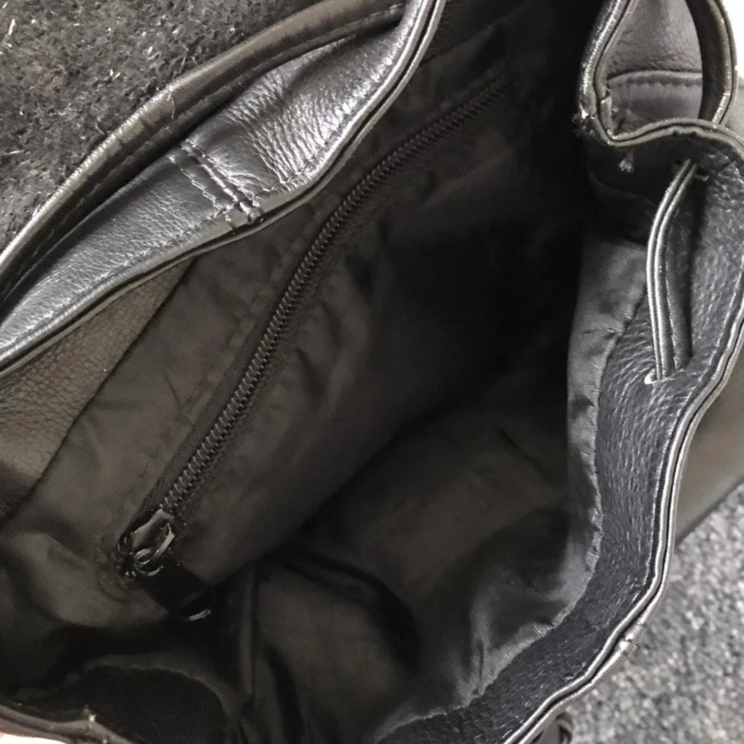 Real Leather Mini Bagpack Black - Image 9