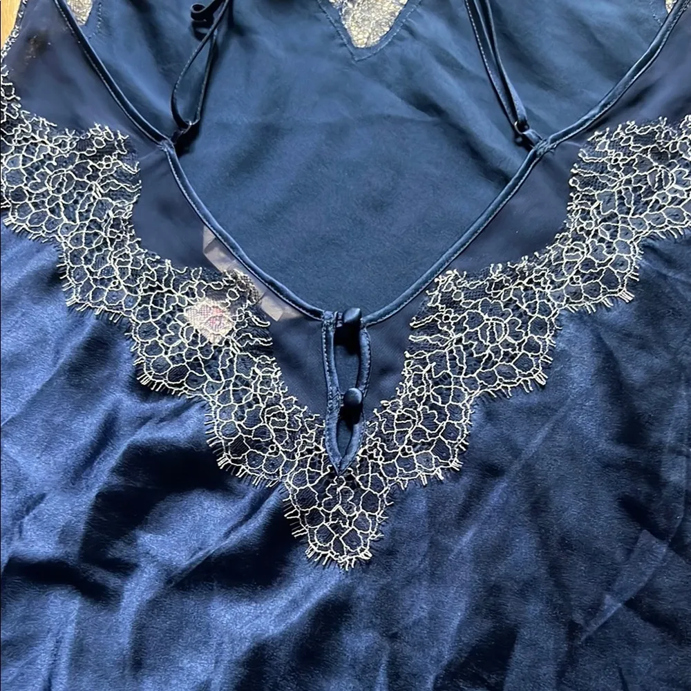 Y2K Victorias Secret Blue Lace Lingerie Mini Slip Sz Medium - Image 6