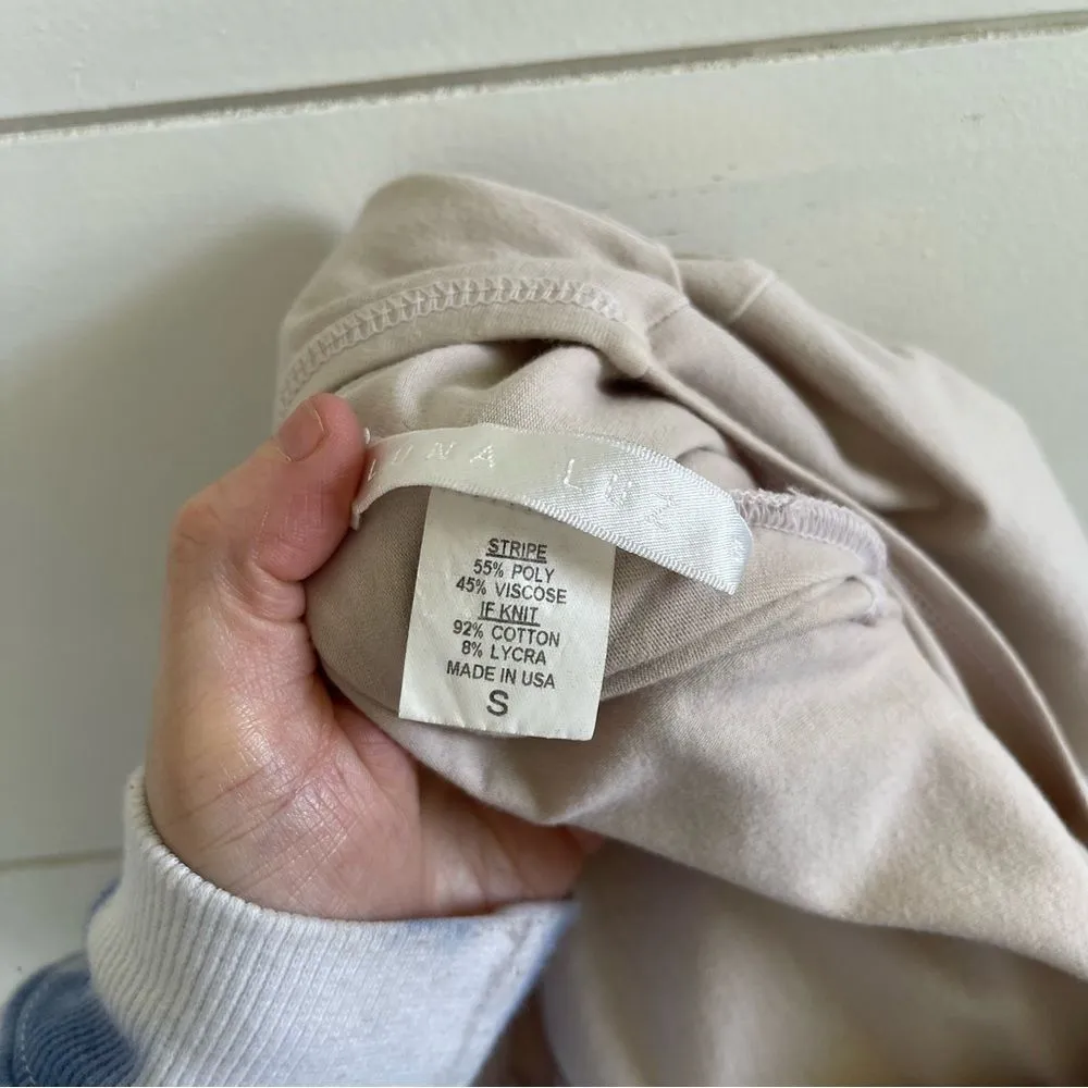 Luna Luz LagenLook Minimalist Art to Wear Cream Striped Dress - Image 9