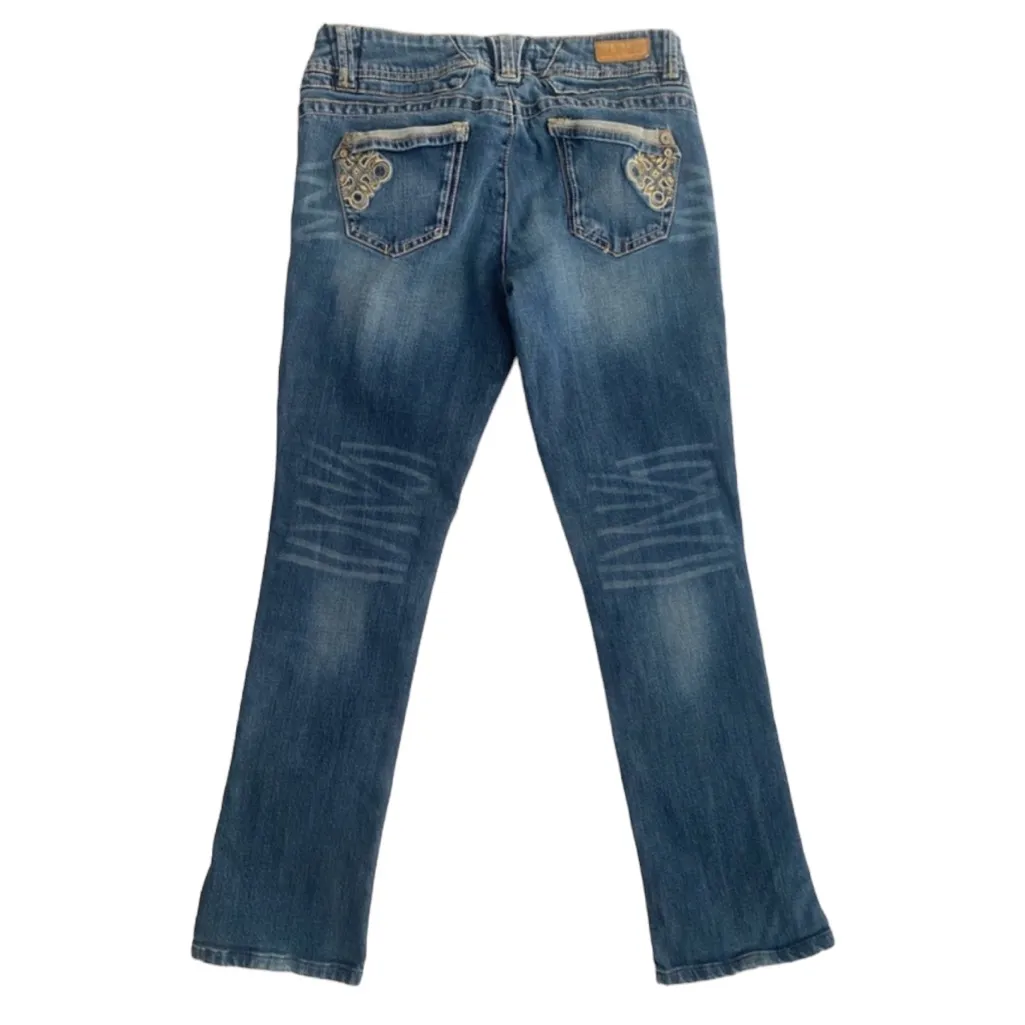 Artisan Crafted by jolt Low Rise Straight Back Pocket‎ Embroidered Jeans Size 9 Blue - Image 2