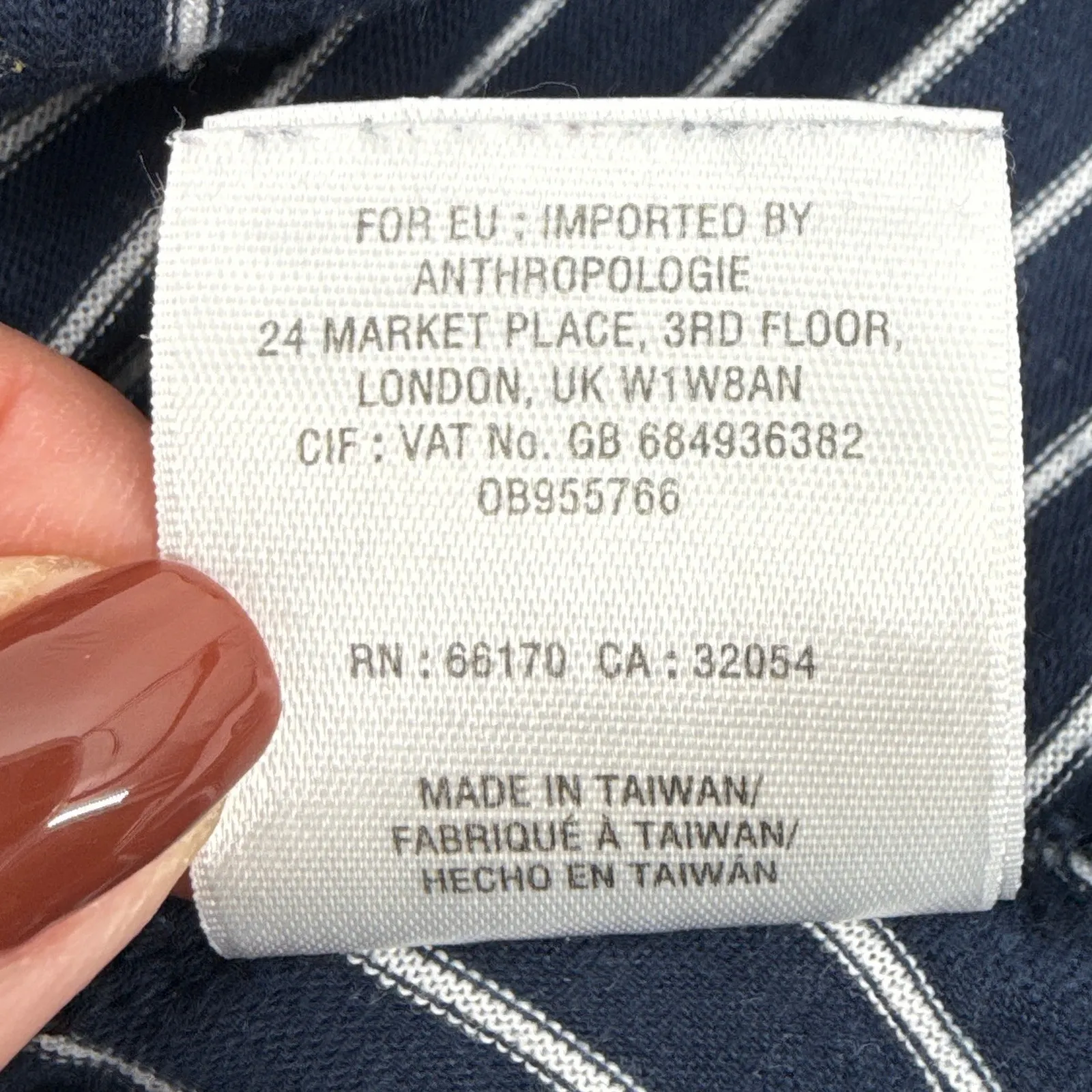 Maeve Anthropologie Lauryn Striped V Neck Puff Sleeve Top Shirt Large Navy White - Image 10