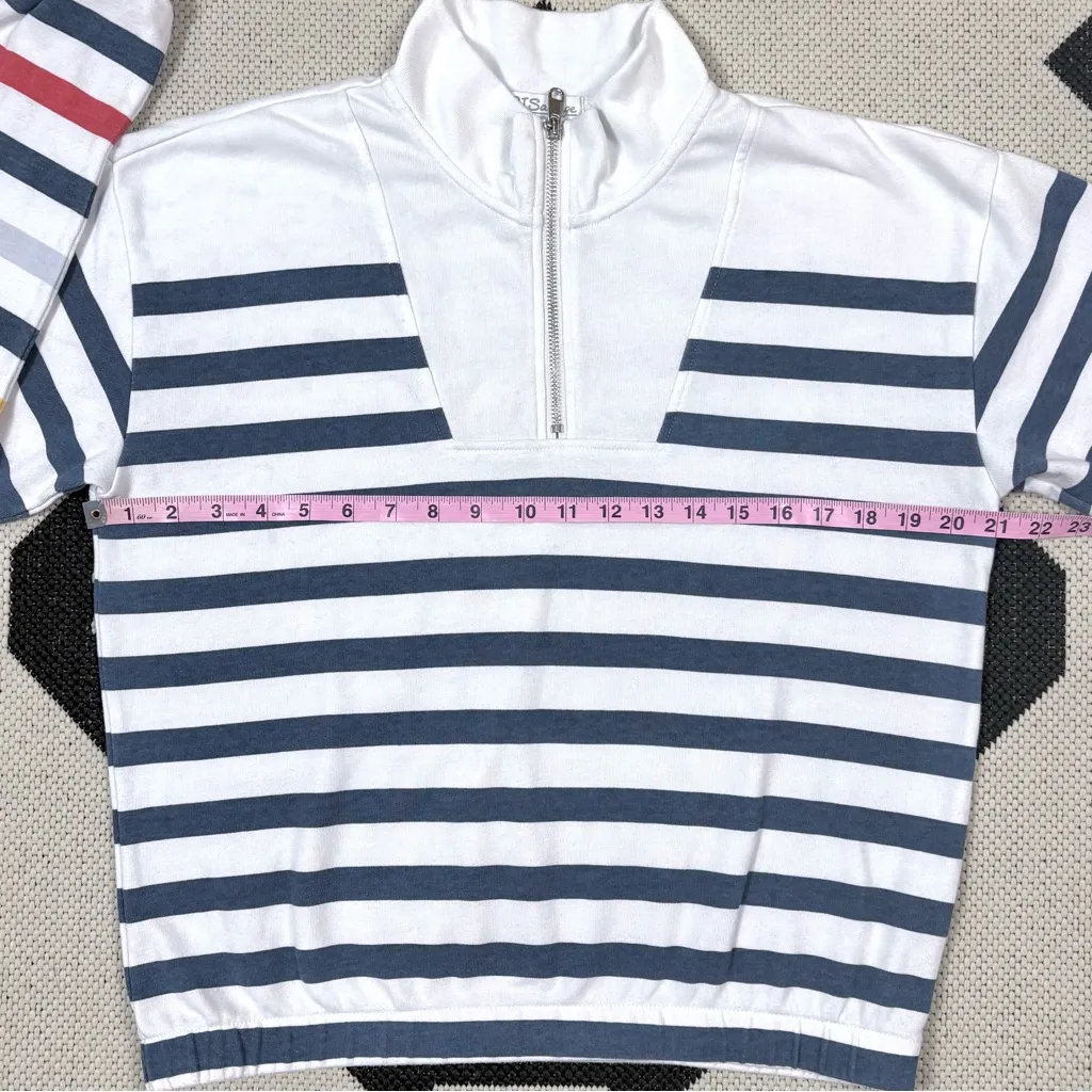 P.J. Salvage  Maritime Striped Lounge 1/2 Zip Pullover & Shorts Set Medium - Image 6