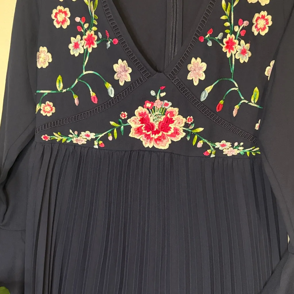 ASOS Navy Dress with Pink Floral Embroidery 8 - Image 3