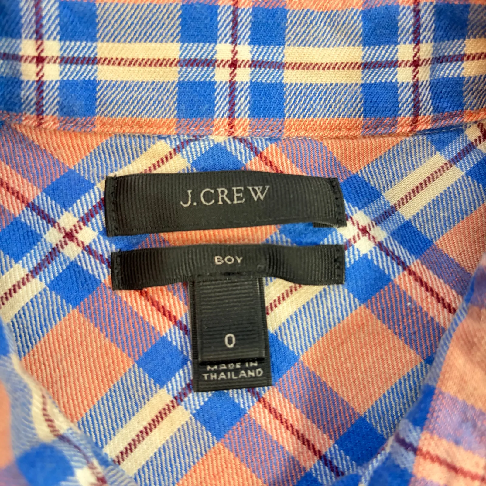J Crew womens blue peach cream plaid flannel shirt Size 0. autumn, cozy, western - Image 3