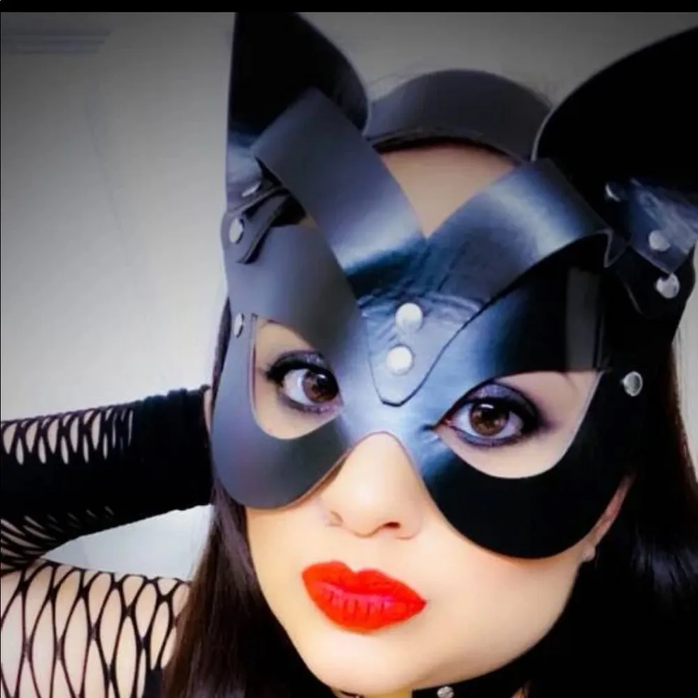 Cat Halloween Eye Mask Faux Leather New - Image 8